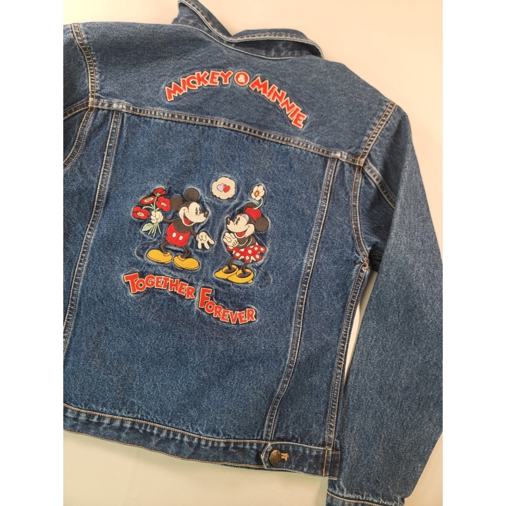 Vintage Disney Store Mickey Minnie Denim Jacket Small Embroidered